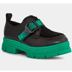NWT UGG Ashton Plush Green and Black Lugg Sole Chunky Loafer Shoe • Size 7 🗣